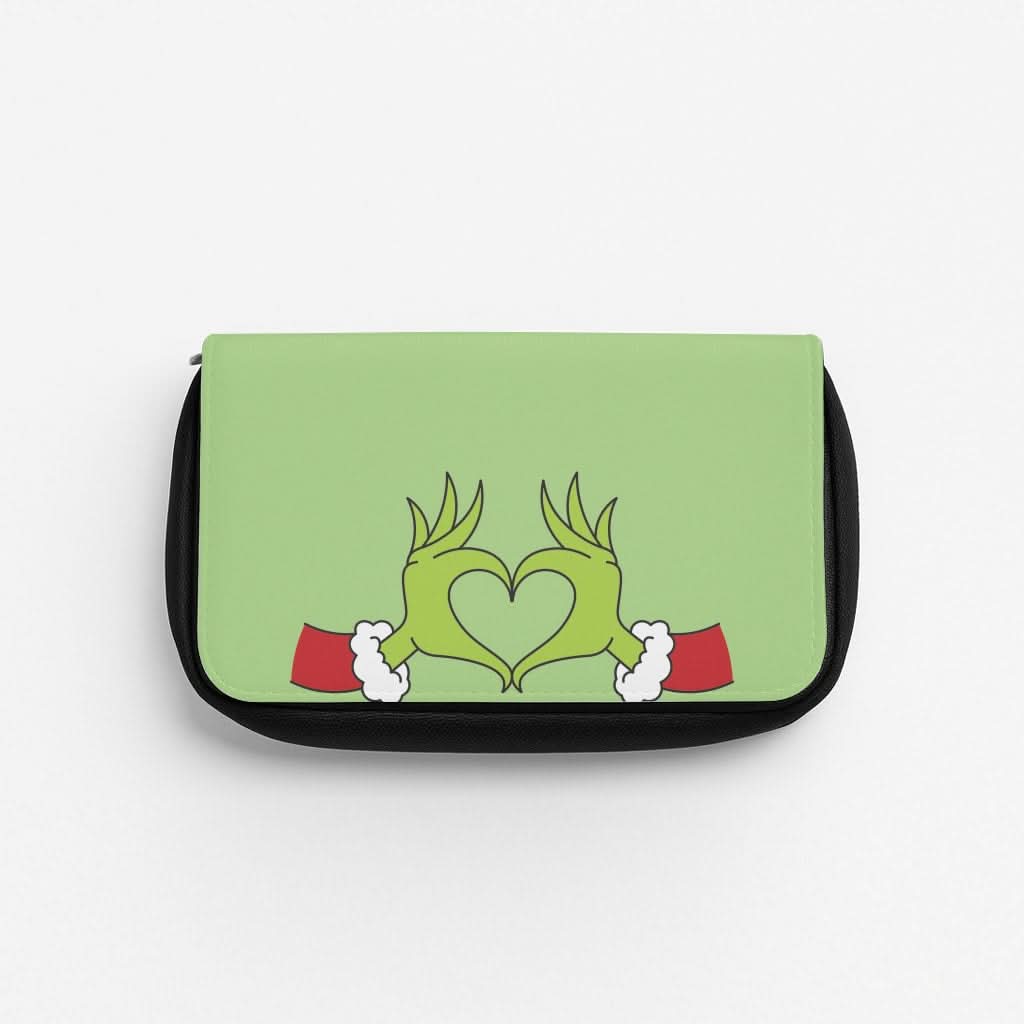 Christmas Green Heart Pencil Case