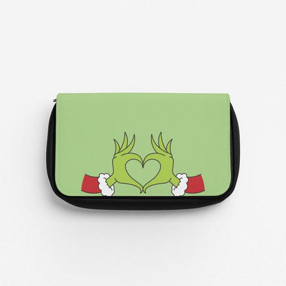 Christmas Green Heart Pencil Case