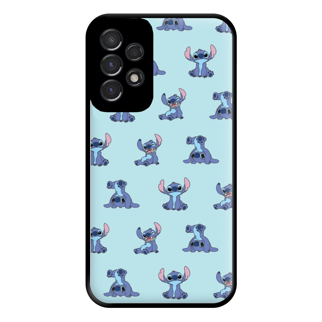 Cute Blue Alien Pose Pattern Galaxy A53 Case
