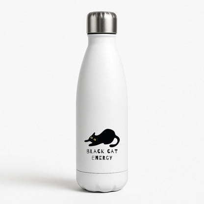 Black Cat Energy White Water Bottle