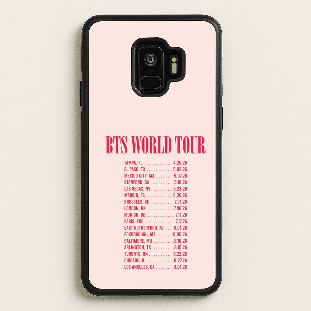 K-Pop Band World Tour List 2026 Galaxy S9 Case