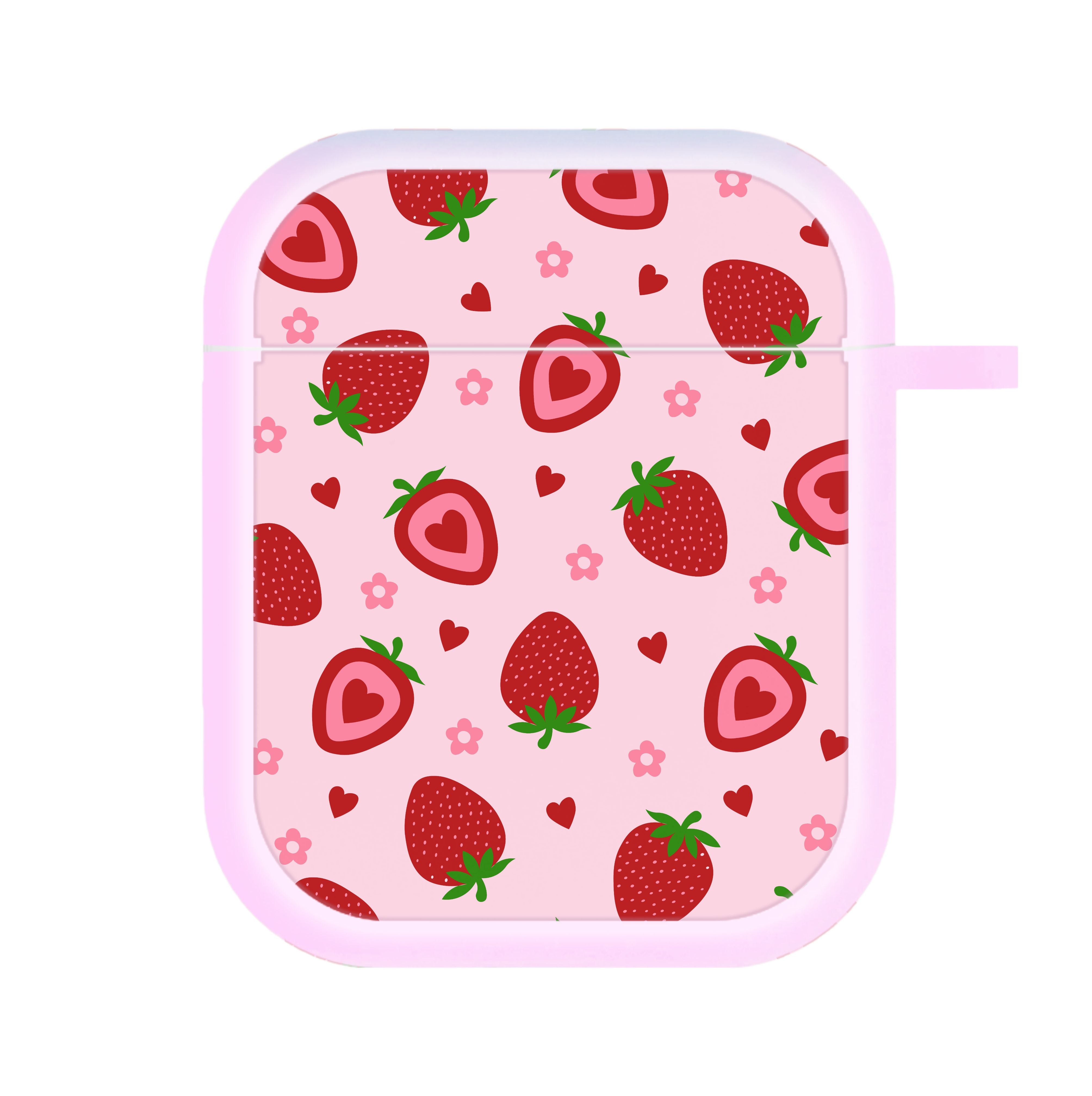 Strawberries And Hearts - Fruit Patterns AirPods Case