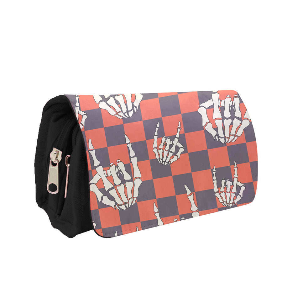 Rock On Skeleton Orange Pencil Case