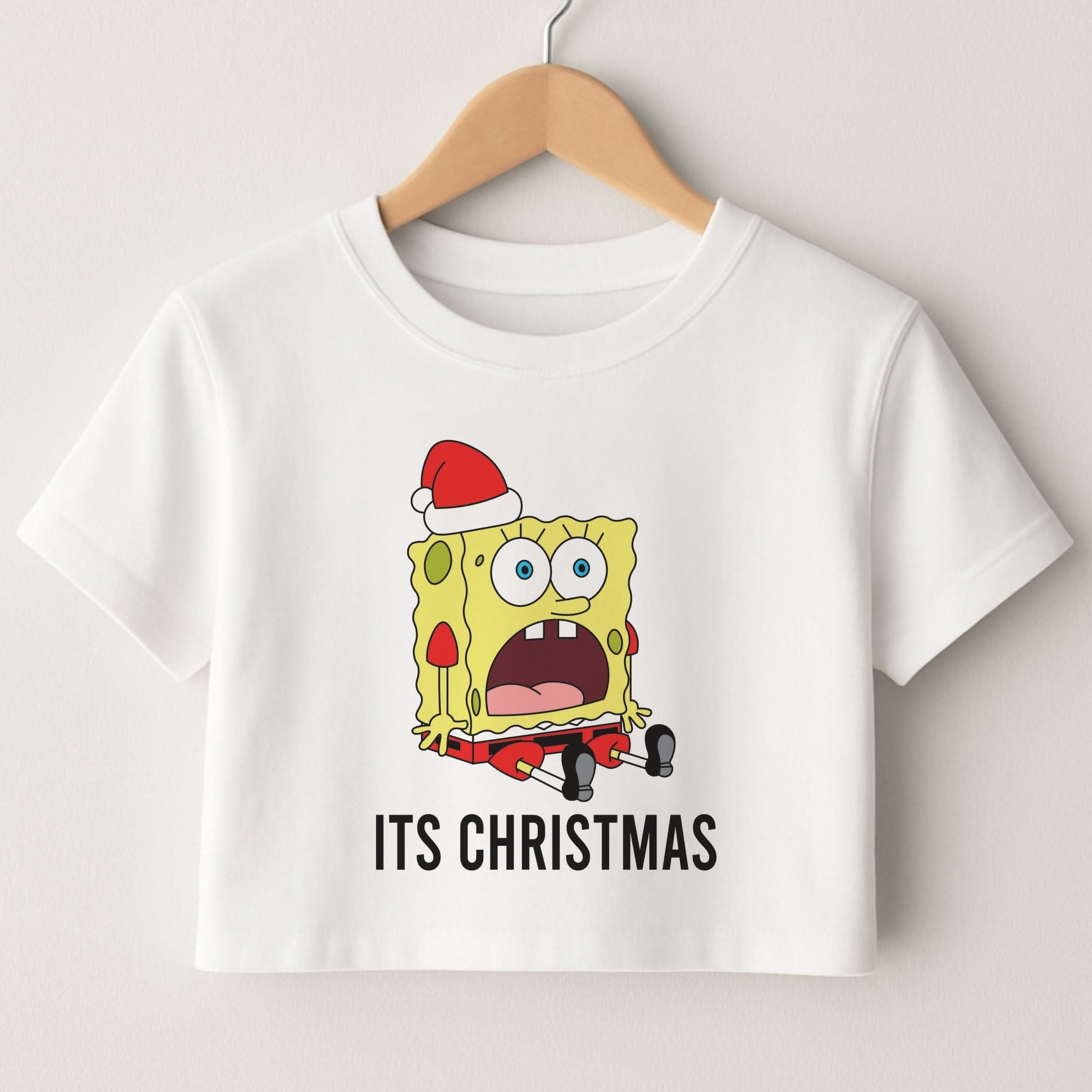 It's Christmas Cartoon Sponge Crop Top