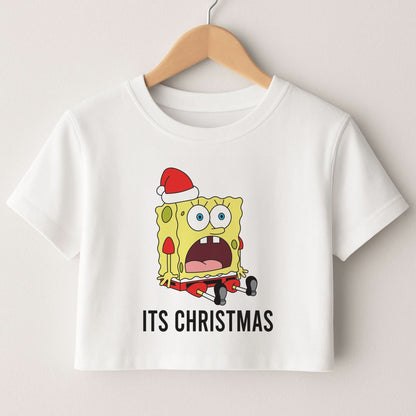 It's Christmas Cartoon Sponge Crop Top