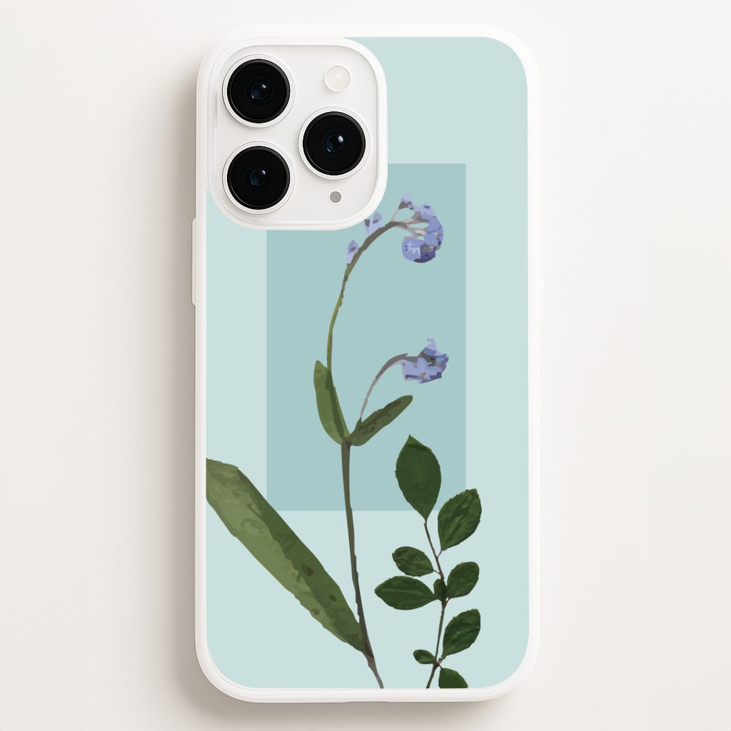 Abstract Blue Pressed Flower Phone Case for iPhone, Samsung Galaxy and Google Pixel