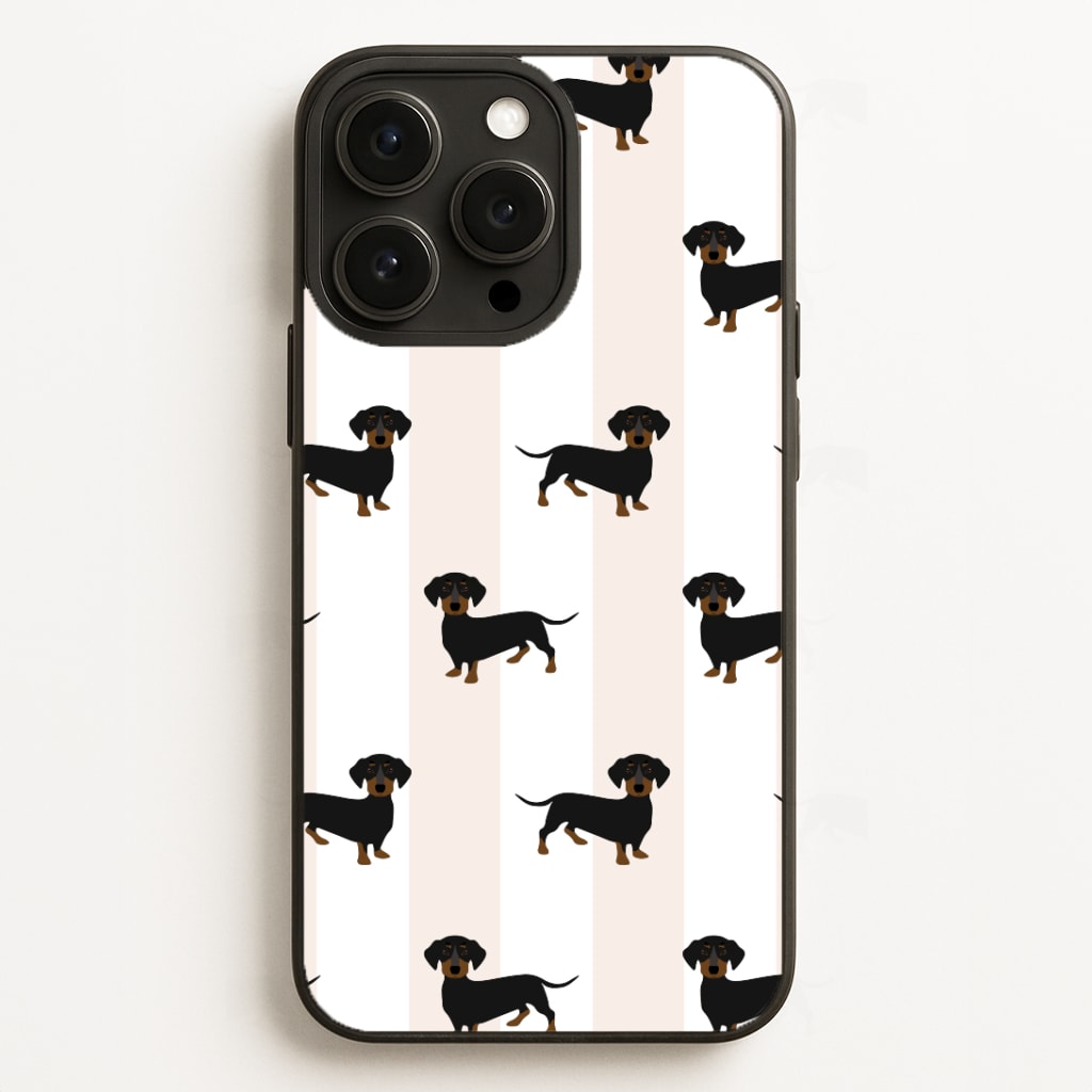 Striped Dachshund - Dog Pattern Phone Case for iPhone, Samsung Galaxy and Google Pixel