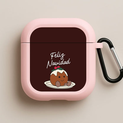 Christmas Pudding Plush Pink AirPods Case