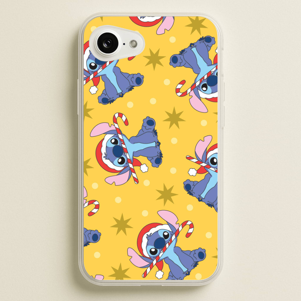 Cute Blue Alien Candycane Christmas Pattern iPhone 16e Case