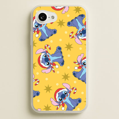 Cute Blue Alien Candycane Christmas Pattern iPhone 16e Case
