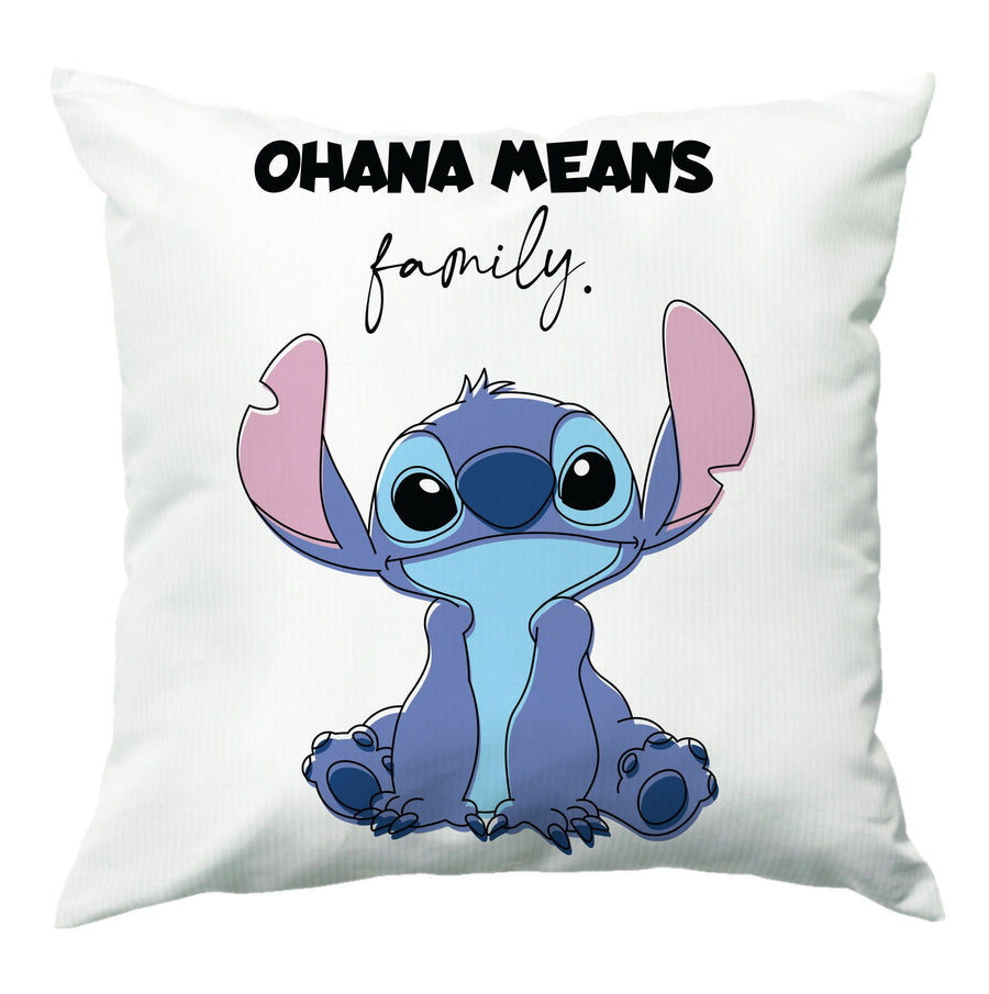 Ohana Means Family Pink Cushion