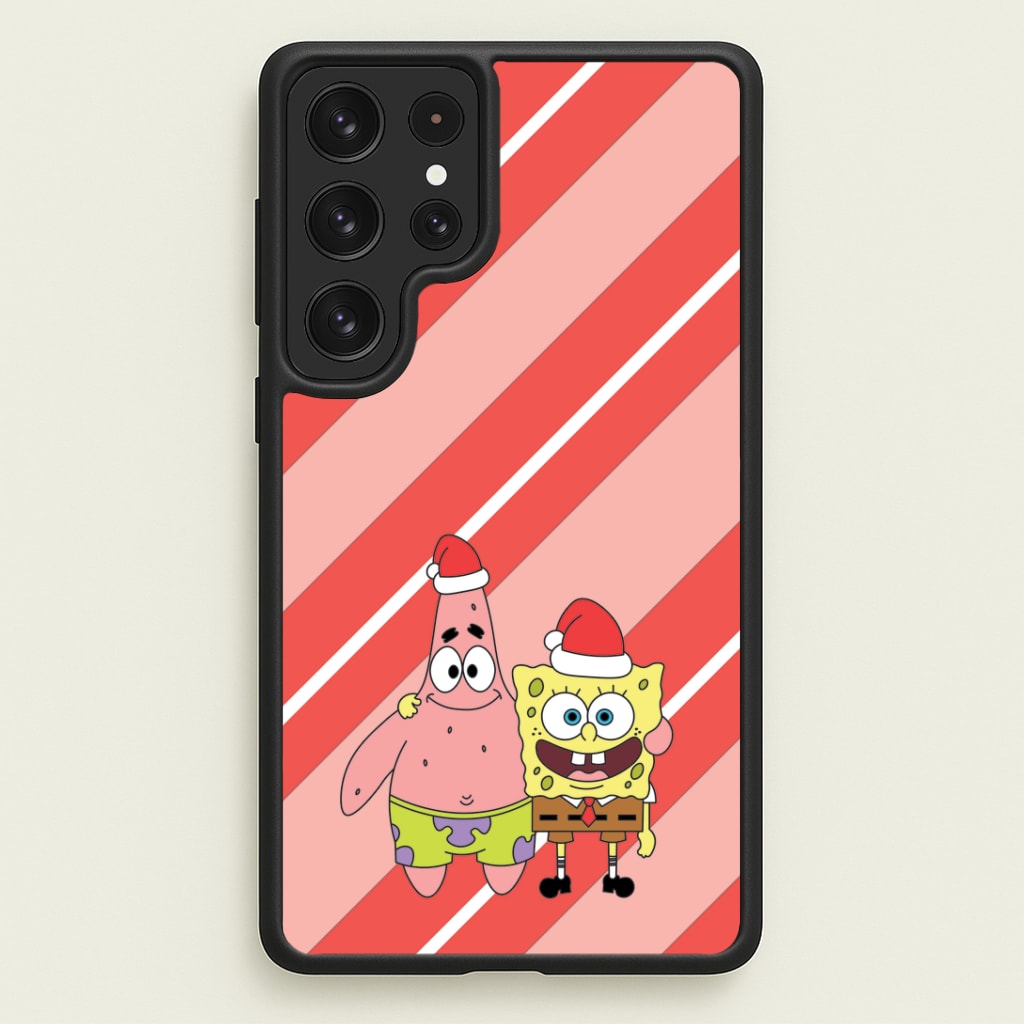 Cartoon Sponge And Starfish Christmas Hats Galaxy S22 Ultra Case