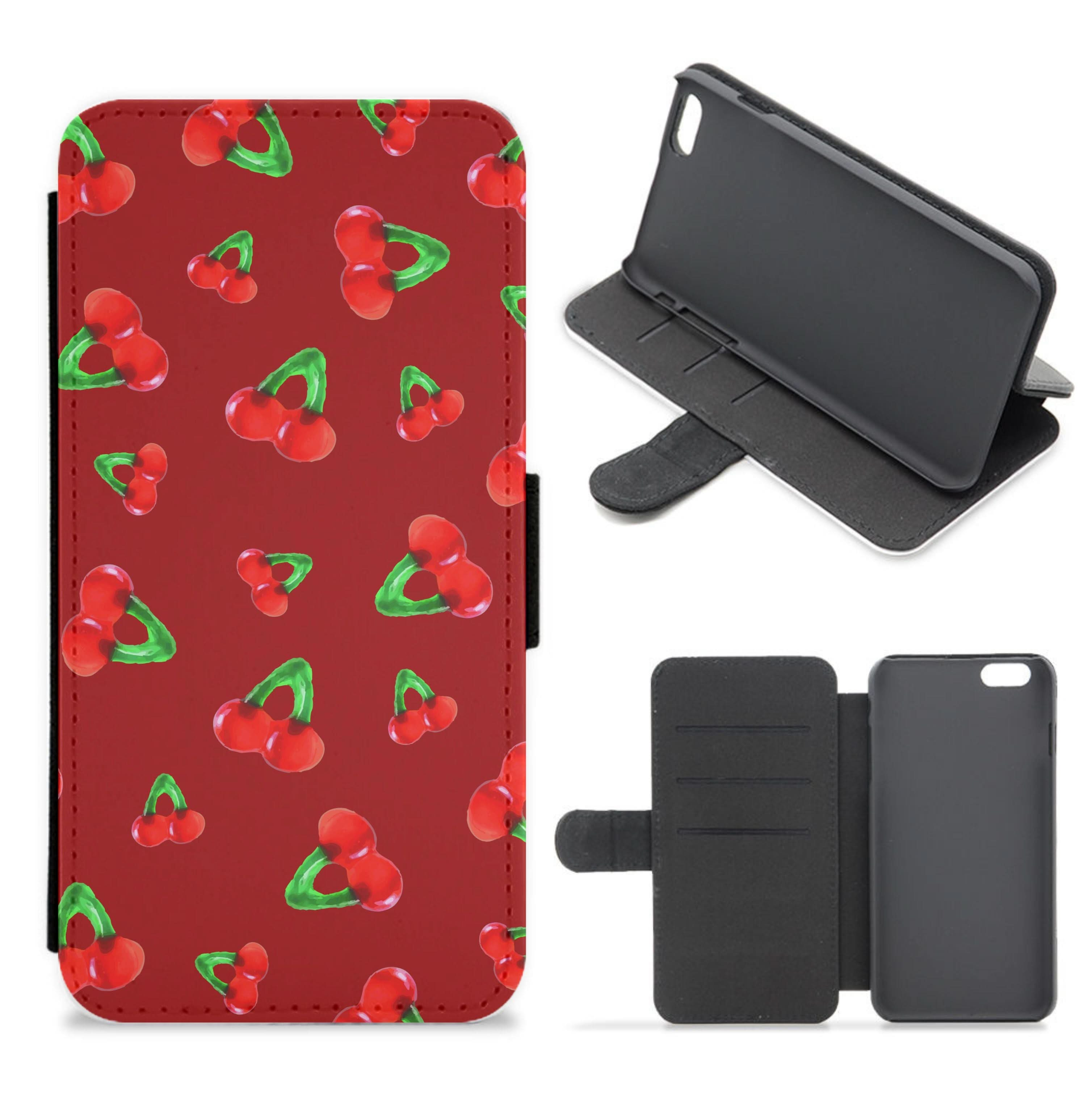 Gummy Cherries Pattern Flip / Wallet Phone Case