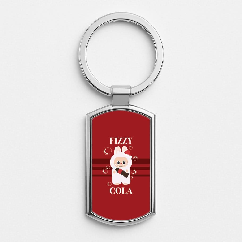 Fizzy Cola Monster Silver Metal Keyring