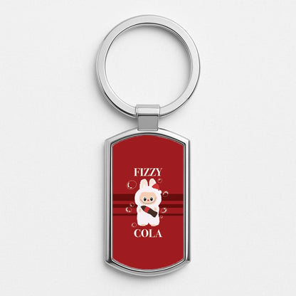 Fizzy Cola Monster Silver Metal Keyring