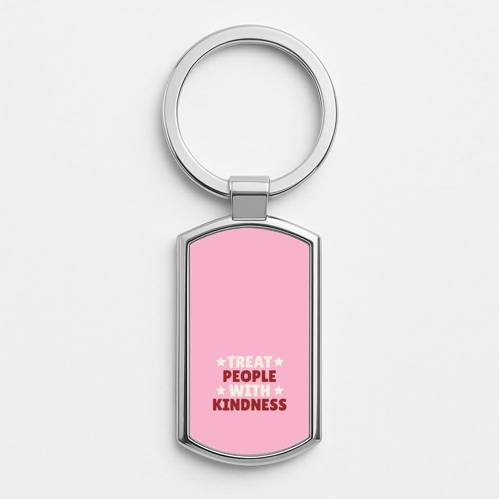 Treat People With Kindness Silver Metal Keyring