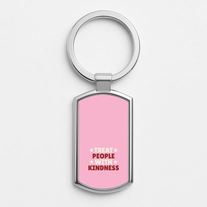 Treat People With Kindness Silver Metal Keyring