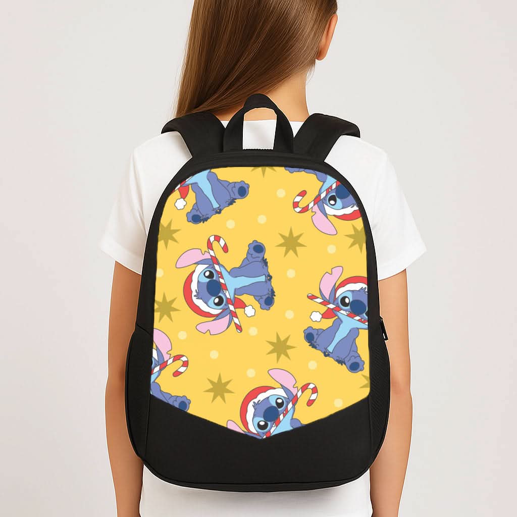 Cute Blue Alien Candycane Christmas Pattern School Bag