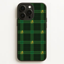 Superhero Team Green Tartan Pattern Phone Case for Apple iPhone, Samsung Galaxy, Huawei and Google Pixel