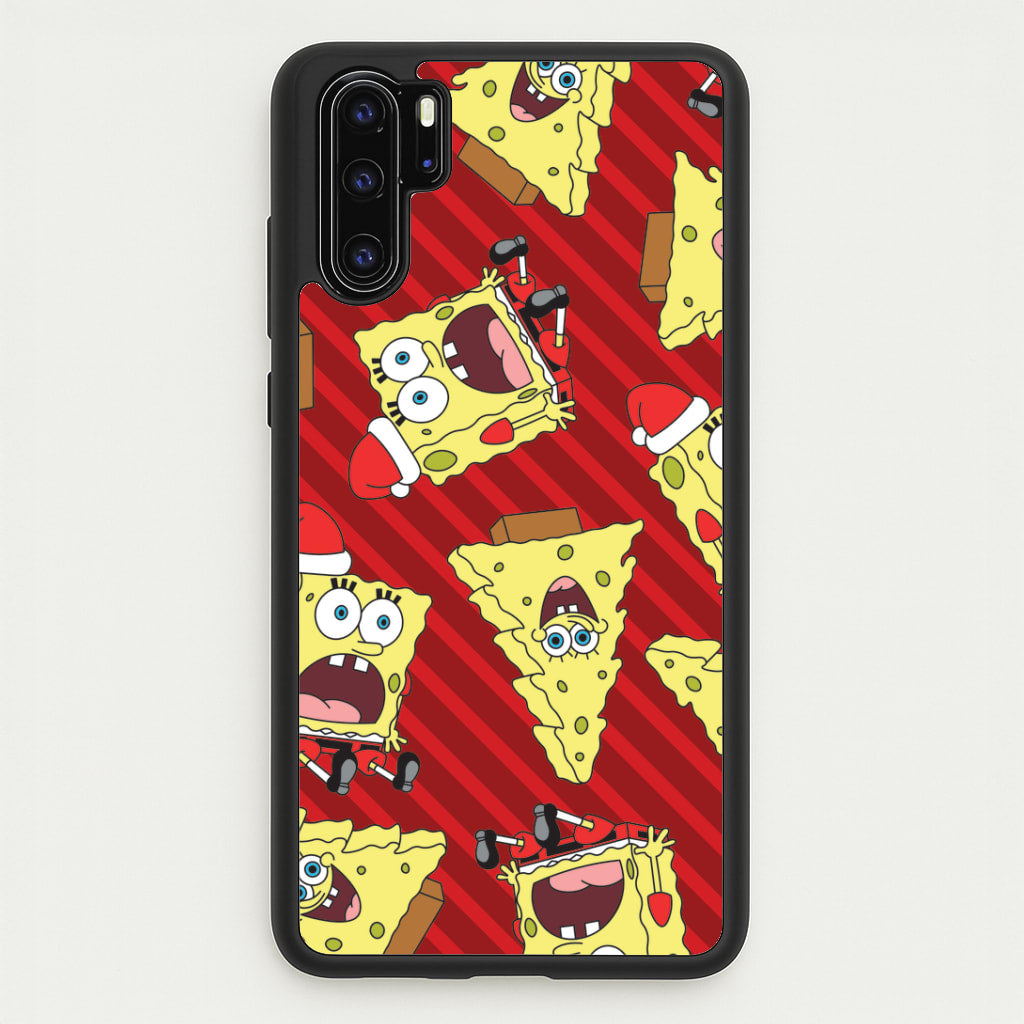 Christmas Cartoon Sponge Stripes Pattern Huawei P30 Pro Case
