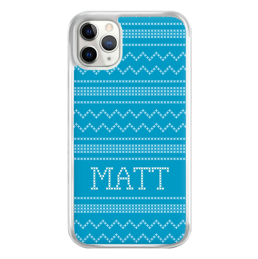 Personalised Christmas Jumper Blue Phone Case