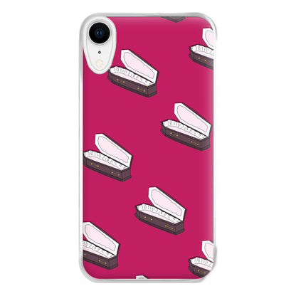 Bright Pink Coffin Pattern iPhone XR Case