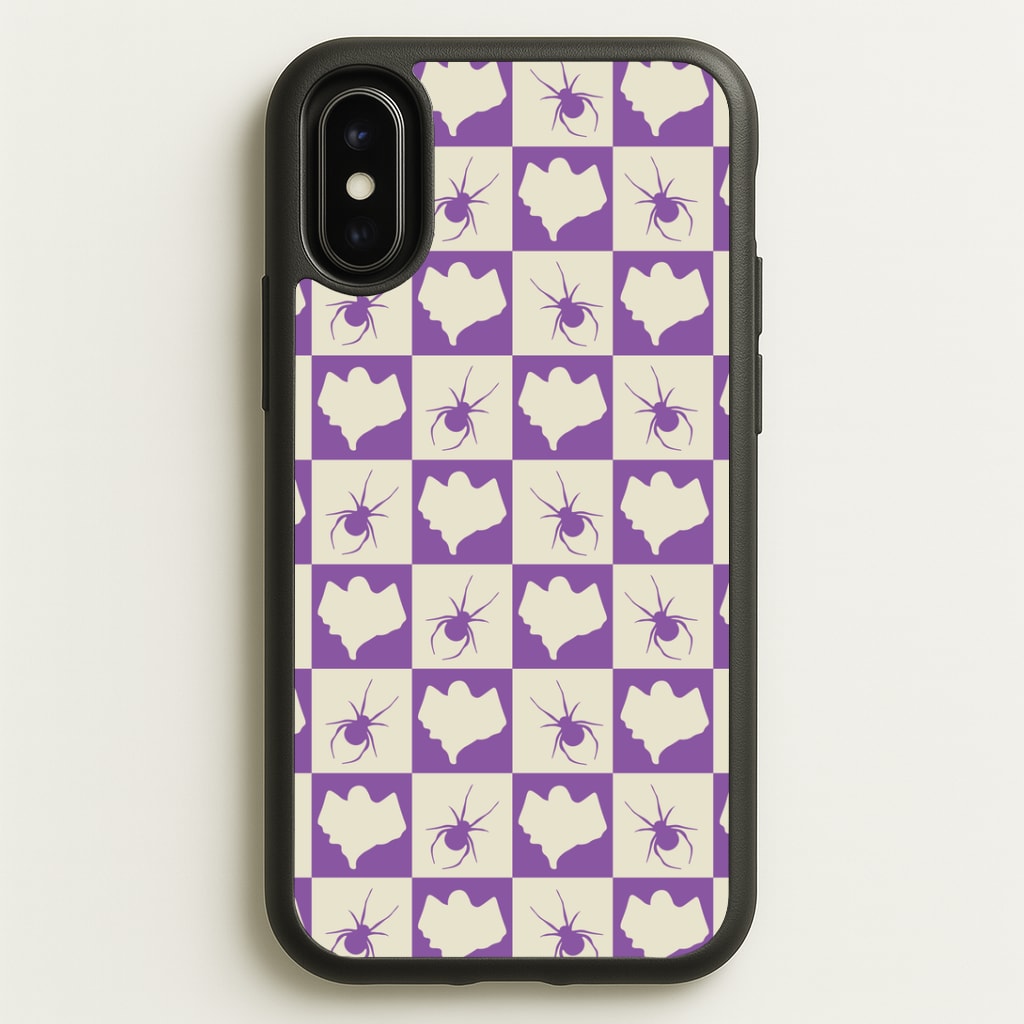 Spiders And Ghosts Checkered Pattern I iPhone X / XS Case