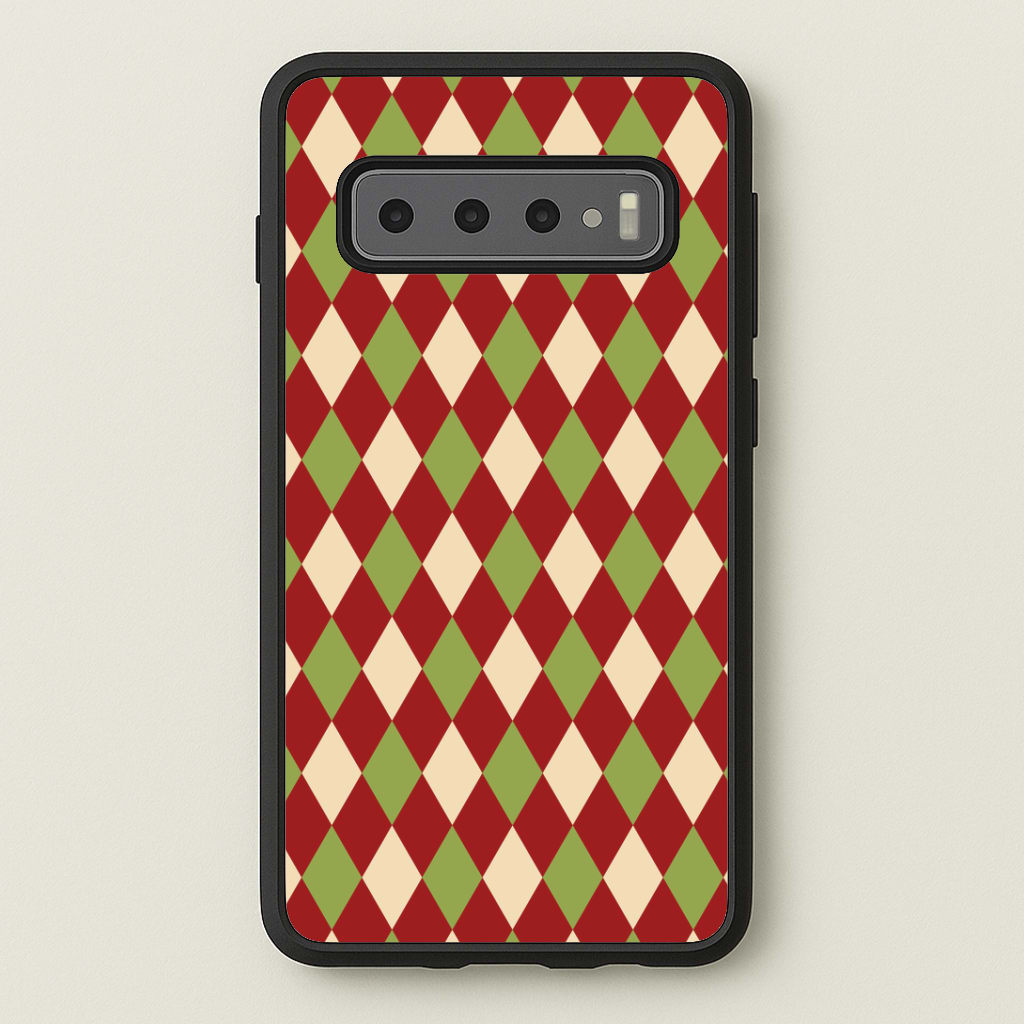 Red And Green Argyle Christmas Pattern Galaxy S10 Case