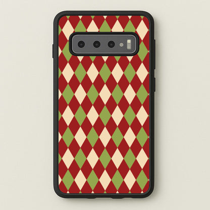 Red And Green Argyle Christmas Pattern Galaxy S10 Plus Case