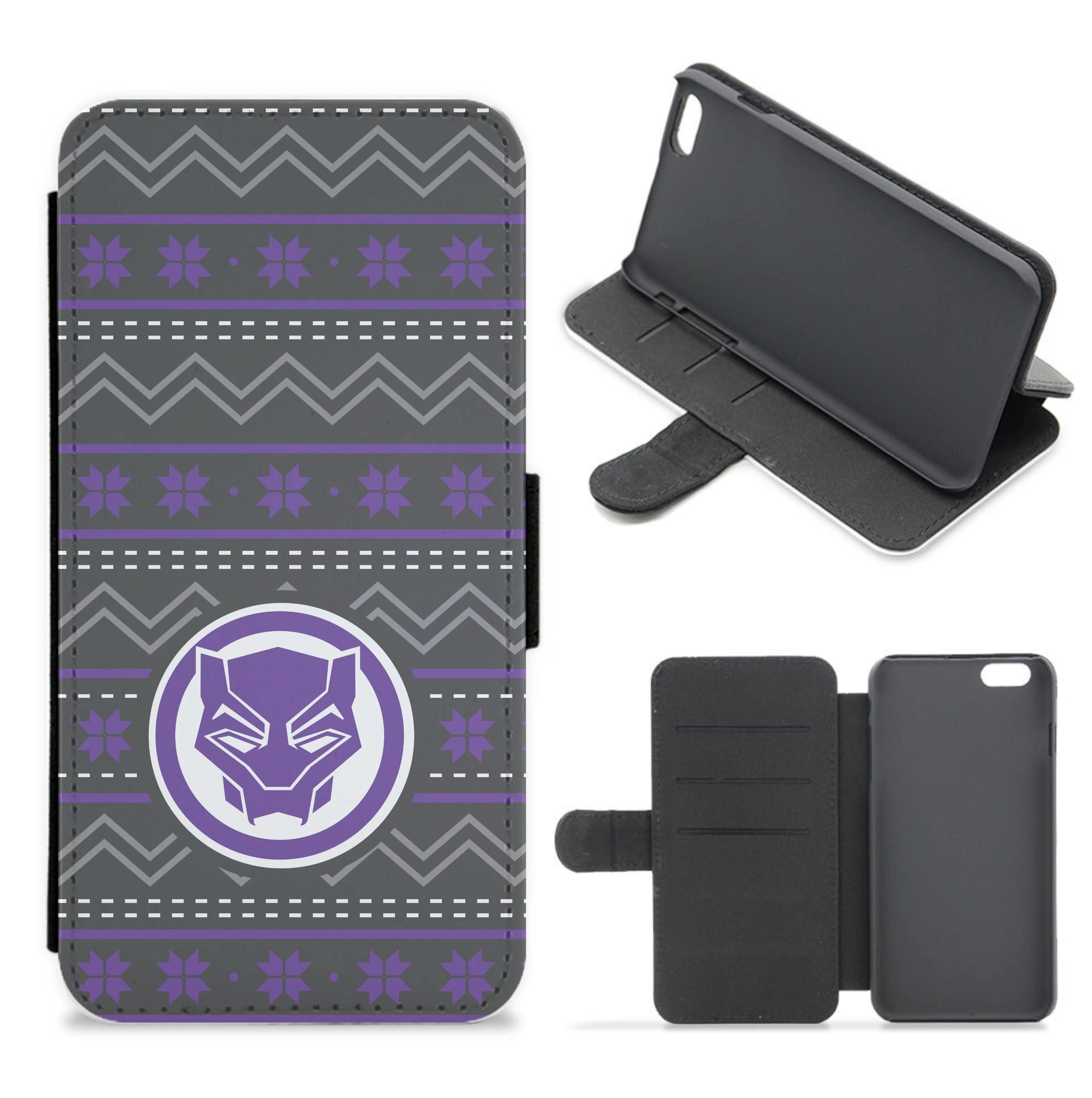 Panther Christmas Pattern Flip / Wallet Phone Case