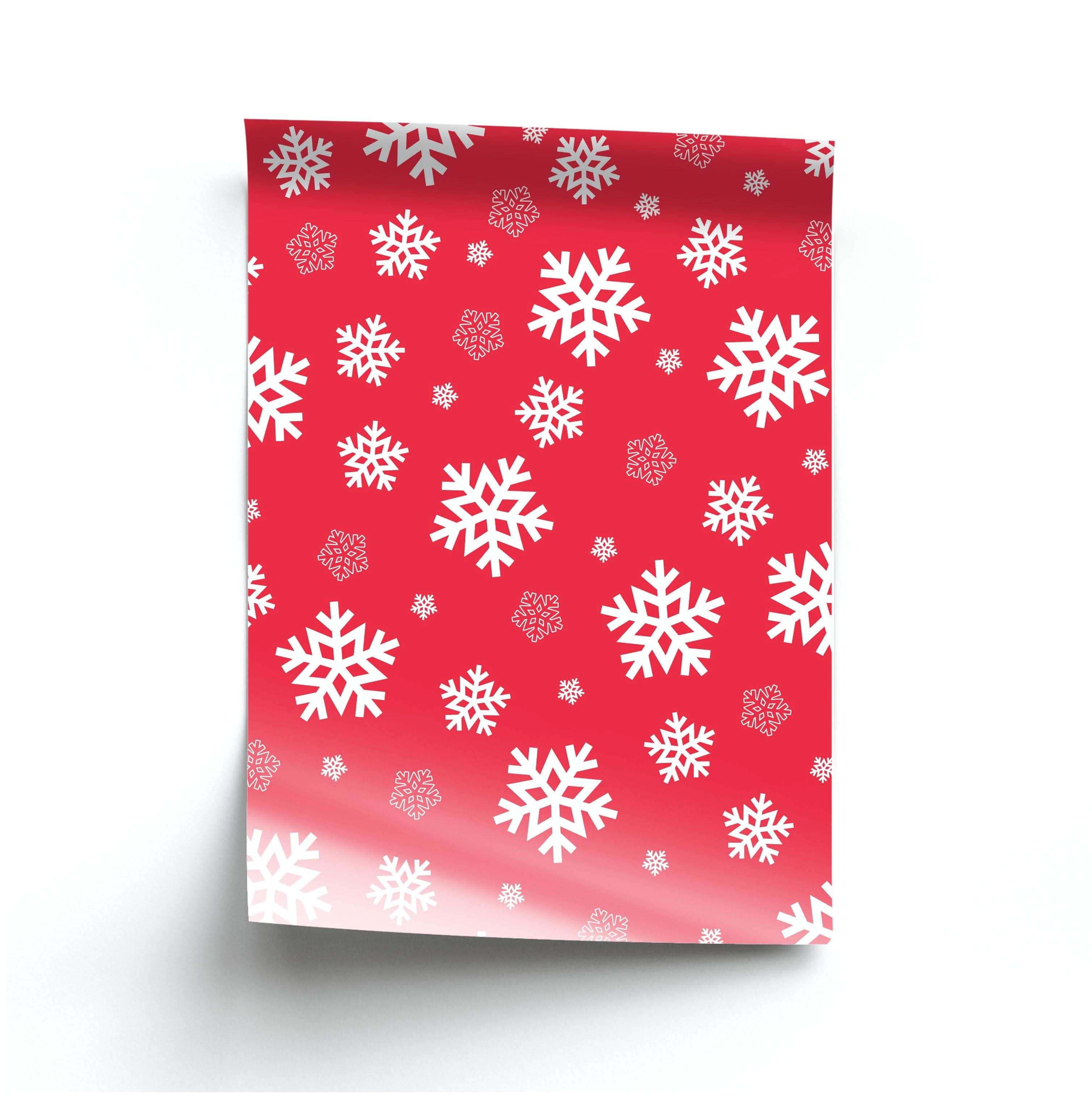 Red Snow Pattern Poster