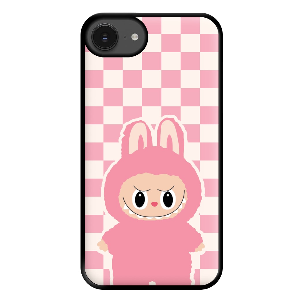 Checkered Cute Pink Monster  iPhone 16e Case