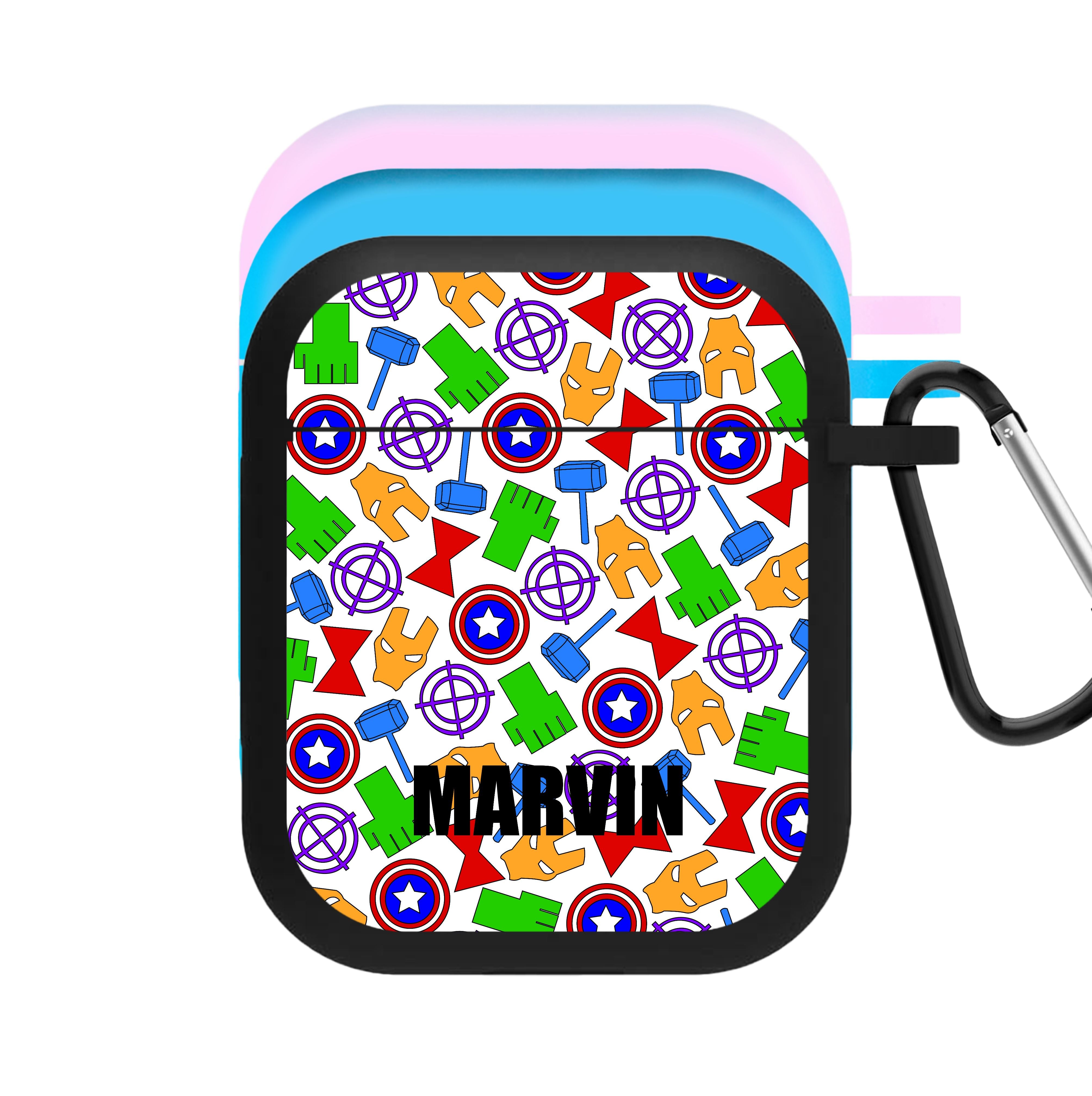 Icon Pattern - Personalised Superhero Comic AirPods Case