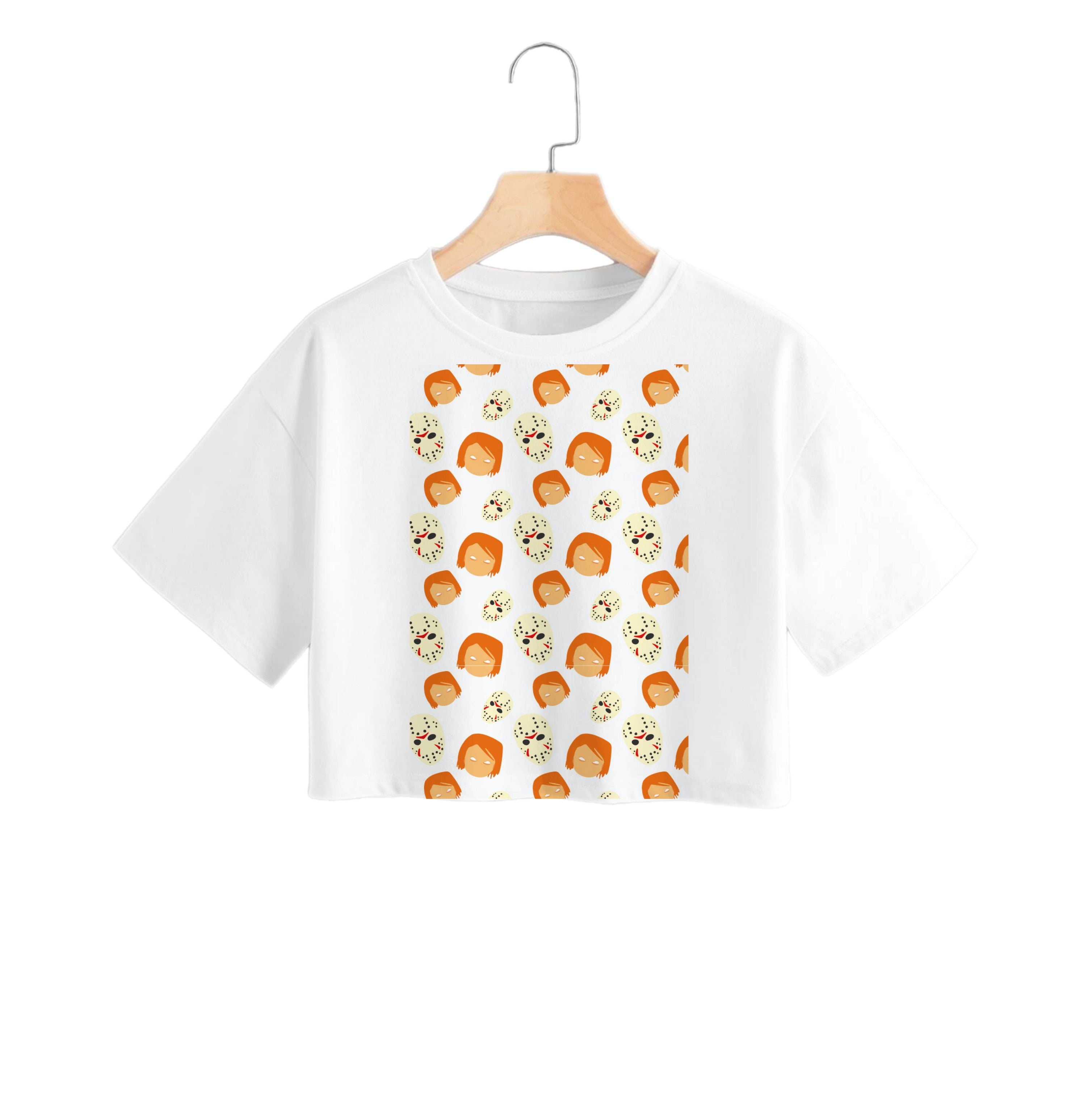 Chucky And Jason Pattern - Halloween Crop Top