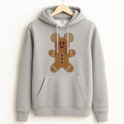 Cartoon Mouse Gingerbread Unisex Grey Hoodie