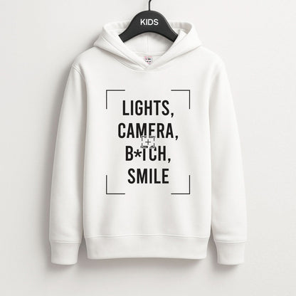 Lights, Camera, B*tch, Smile Kids Hoodie