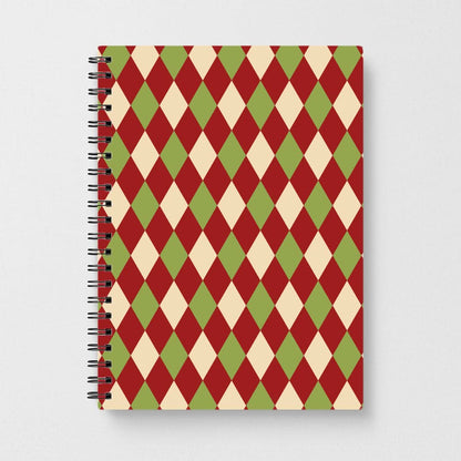 Red And Green Argyle Christmas Pattern Notebook