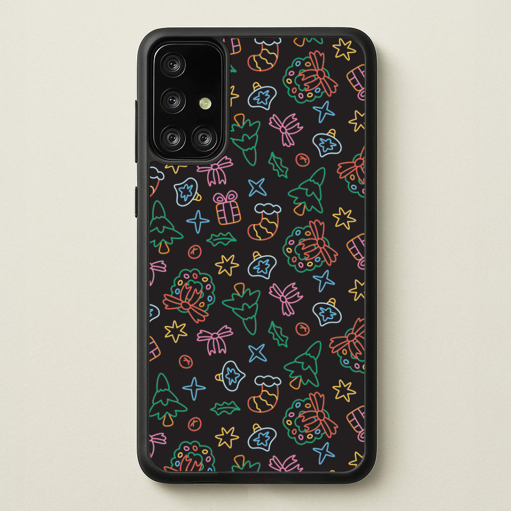 Neon Christmas Icons Pattern I Galaxy A71 Case