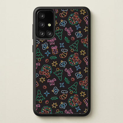 Neon Christmas Icons Pattern I Galaxy A71 Case