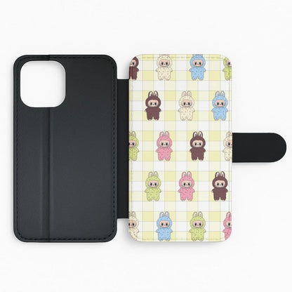 Cute Colourful Monsters Checkered Pattern Flip Phone Case