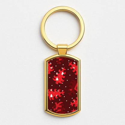 Wrapping Paper Christmas Tree Pattern Gold Keyring