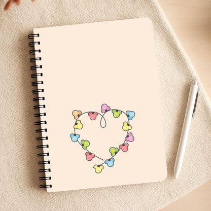 Cartoon Mouse Christmas Fairylights Heart Notepad