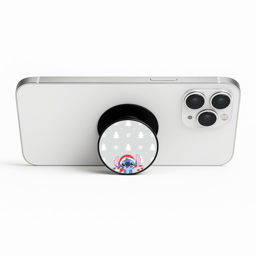 Cute Blue Alien Candycane Phone Stand