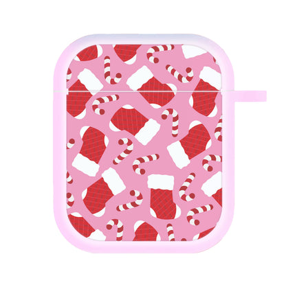 Pink Stocking Pattern AirPods Case