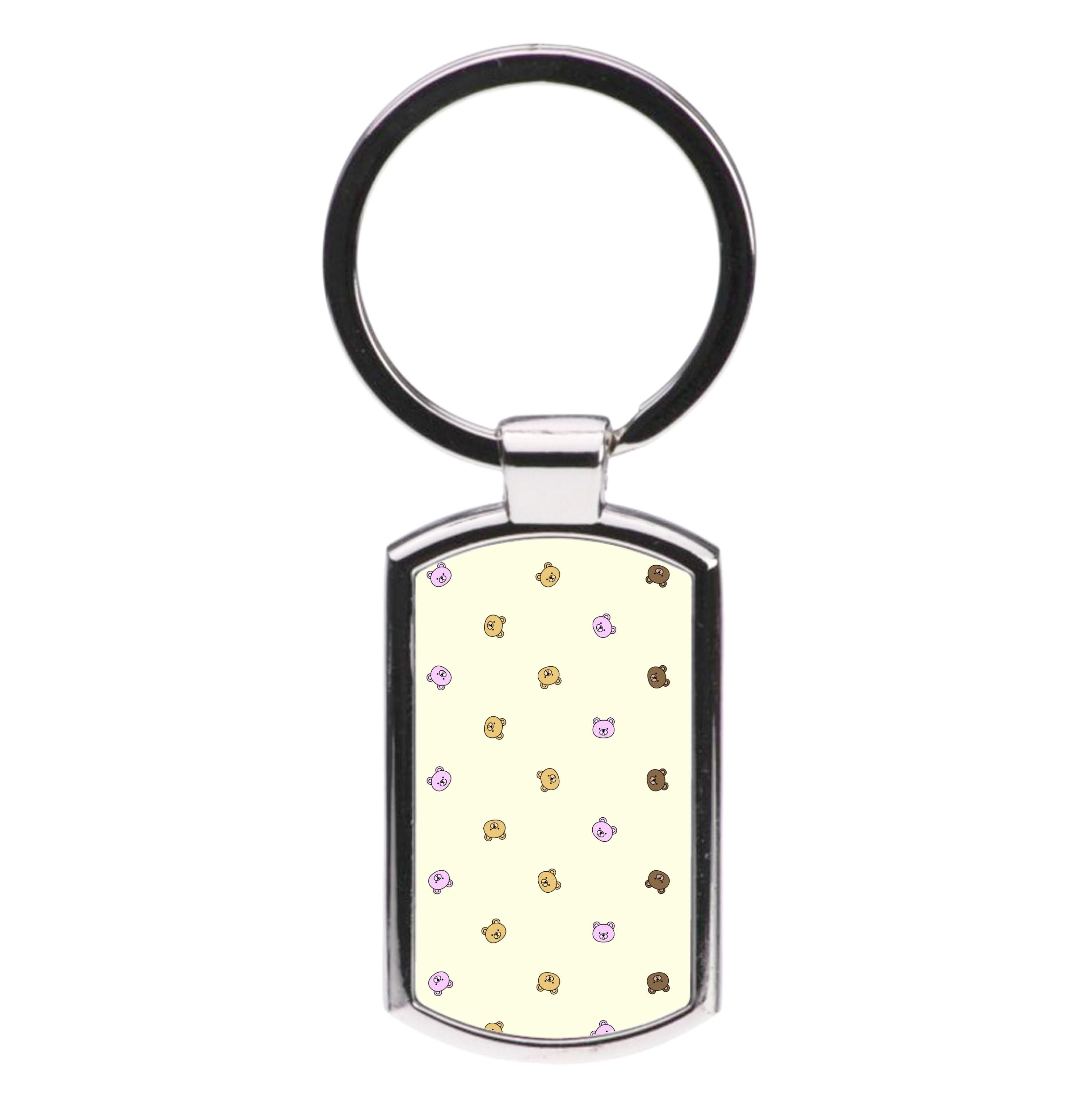 Miniature Teddy Bear Faces Pattern Luxury Keyring