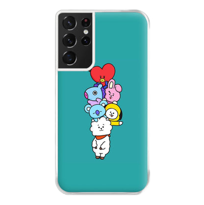 Green BT21 - RJ, Mang, Koya, Chimmy, Cooky, Shooky, Tata - K Pop Phone Case