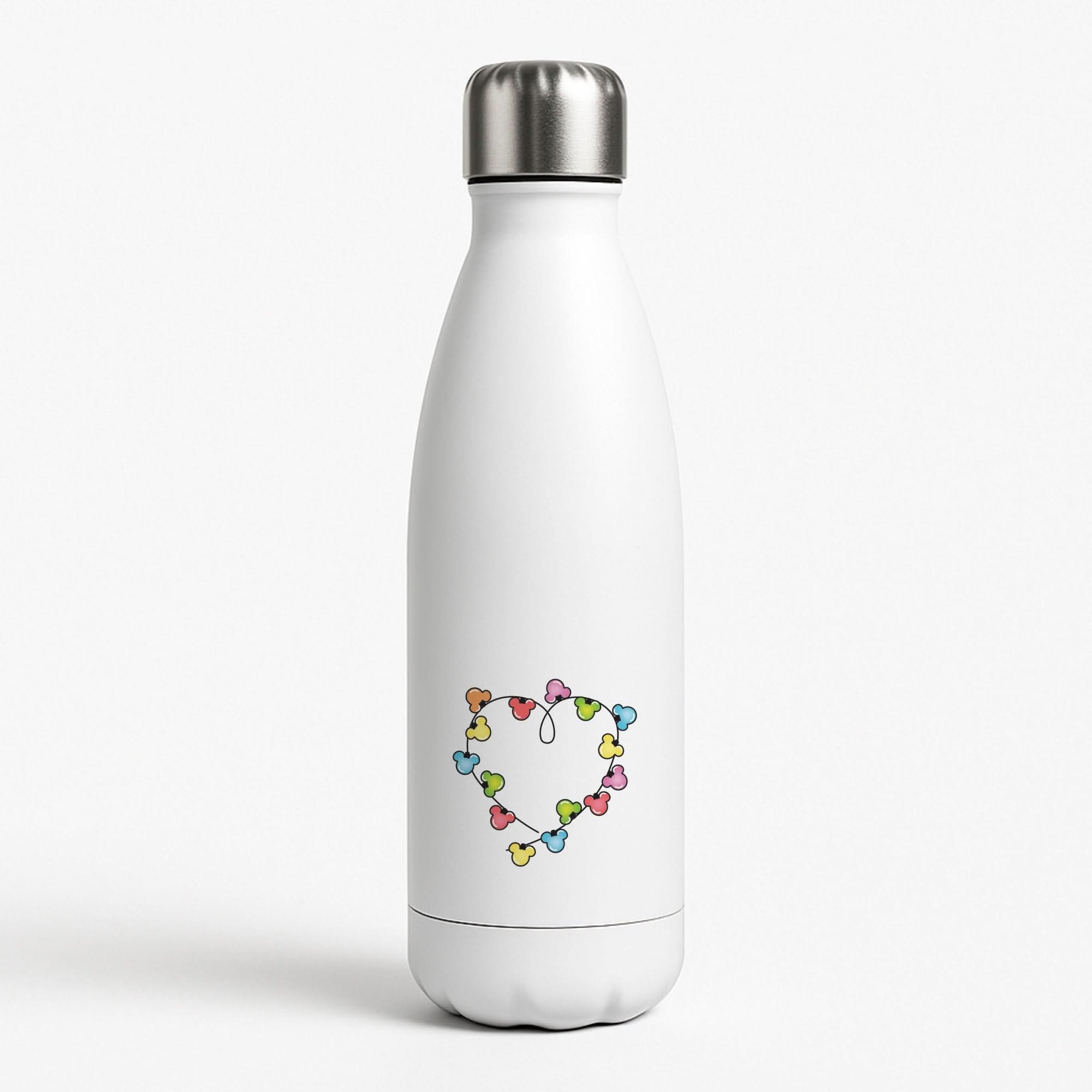 Cartoon Mouse Christmas Fairylights Heart Water Bottle