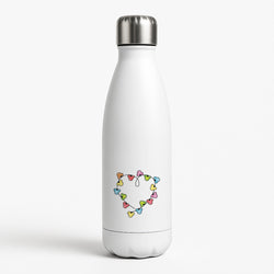 Cartoon Mouse Christmas Fairylights Heart White Water Bottle