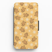 Cute Gingerbread And Snowflakes Pattern Flip / Wallet Phone Case 1