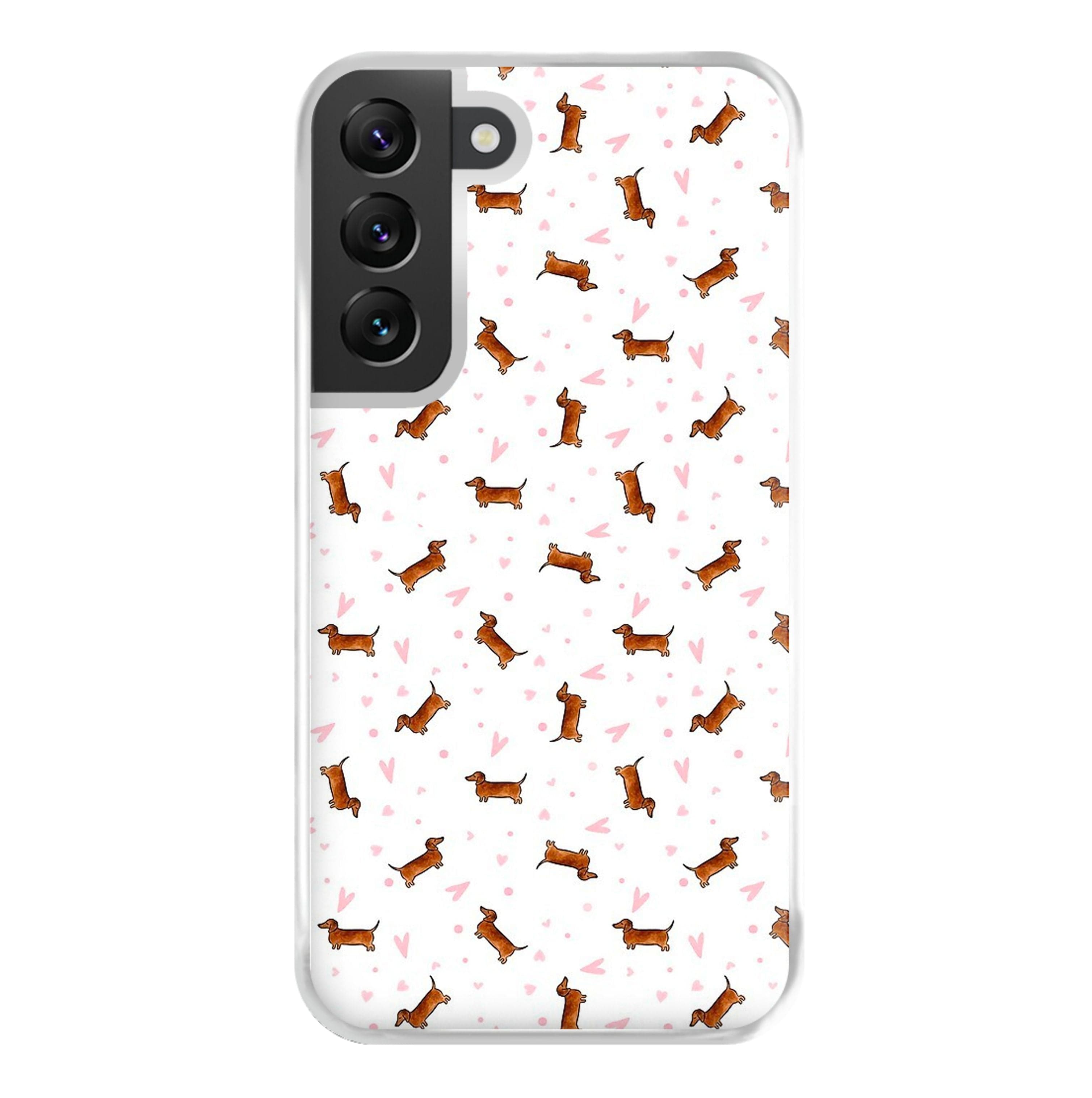 Dachshund Pattern - White Phone Case